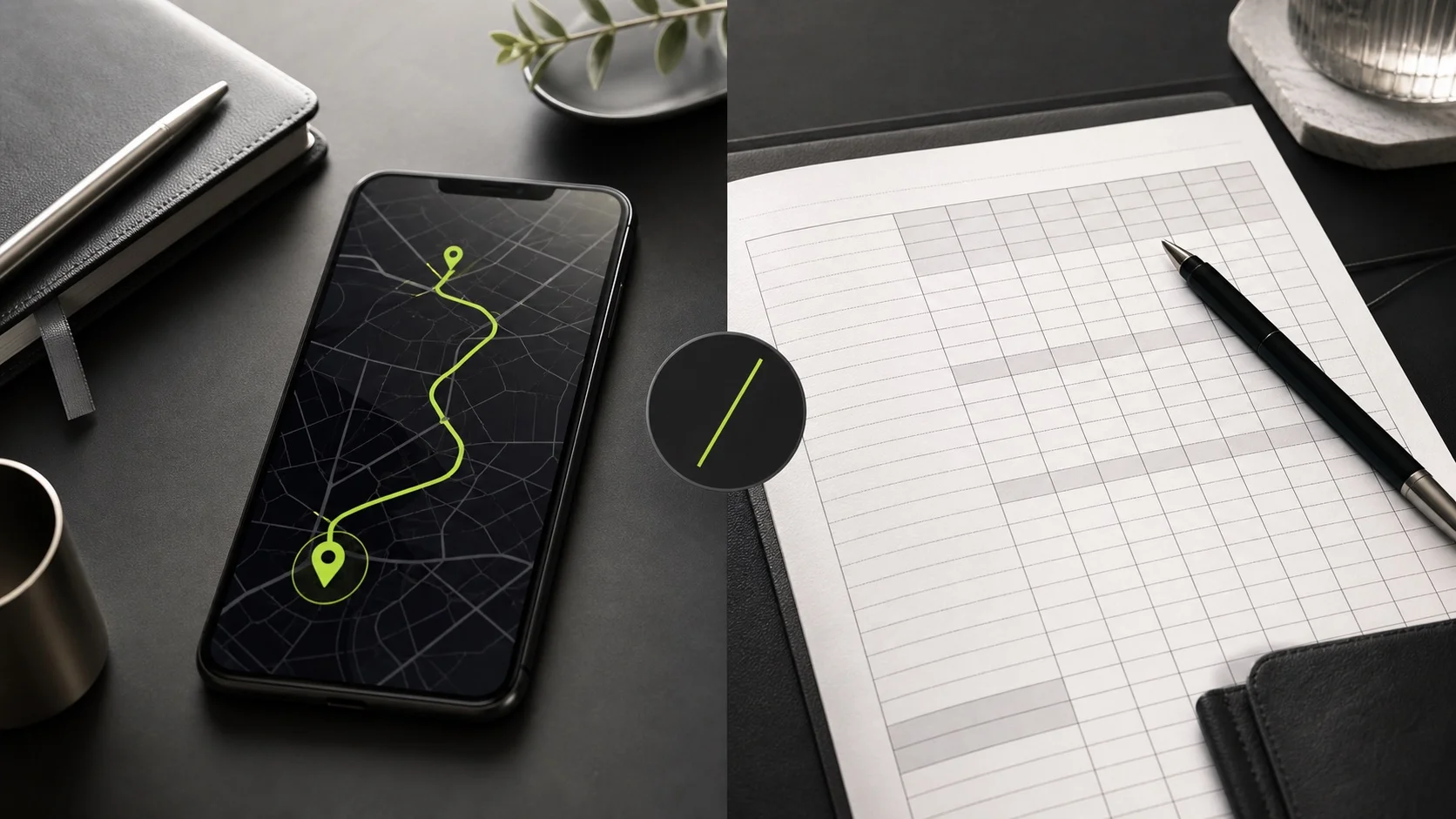 RouteVero mileage tracker beside a reviewed trip list